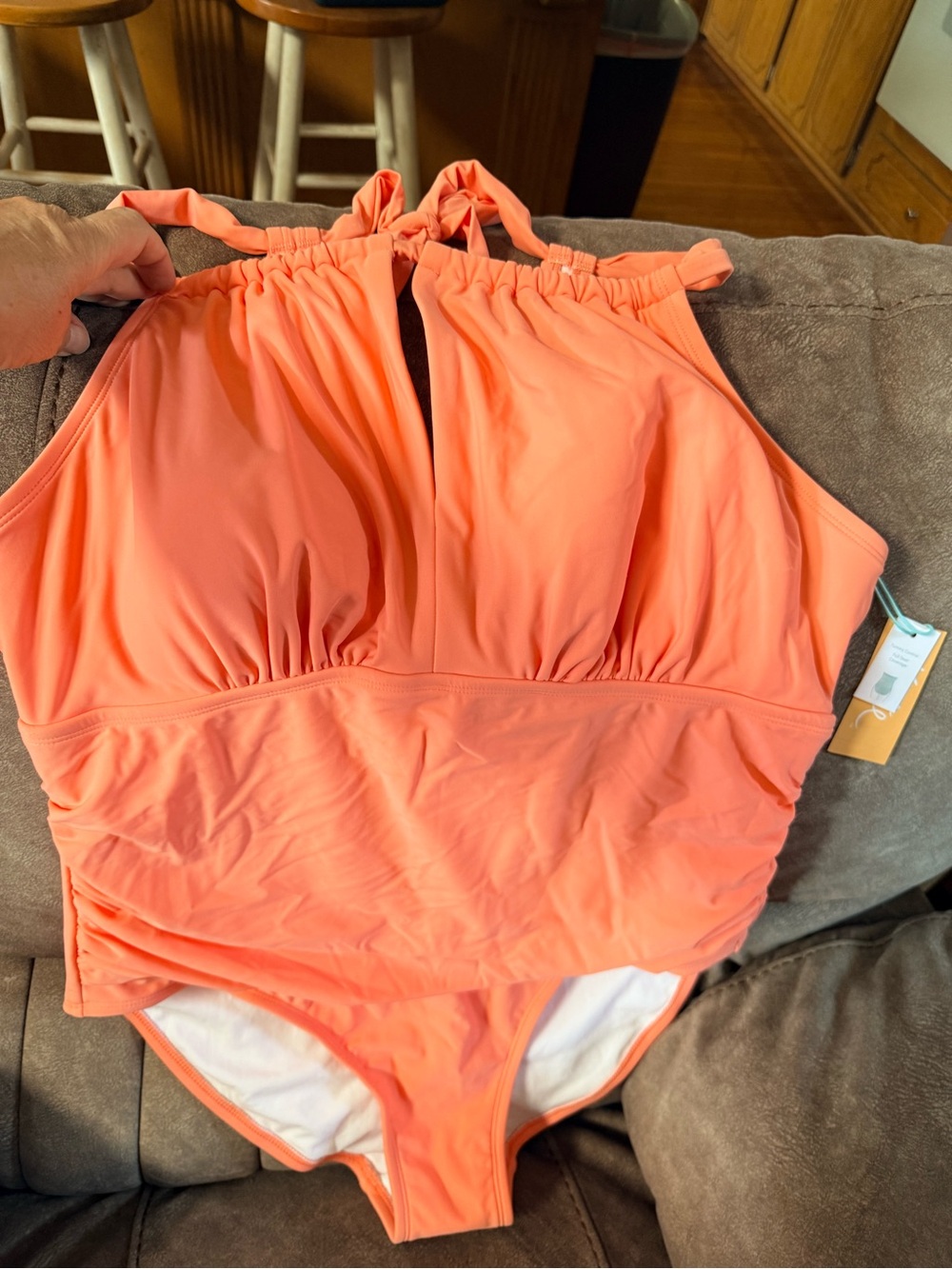 Kona Sol Coral Halter One-Piece Swimsuit